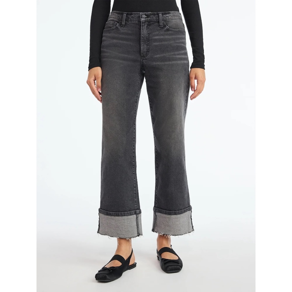 Scoop Benton High Rise Cuffed Ankle Denim Jean Size 16W Black Wash